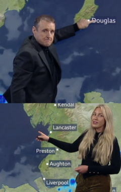 Moment Peter Kay interrupts live weather forecast Moment Peter Kay interrupts live weather forecast