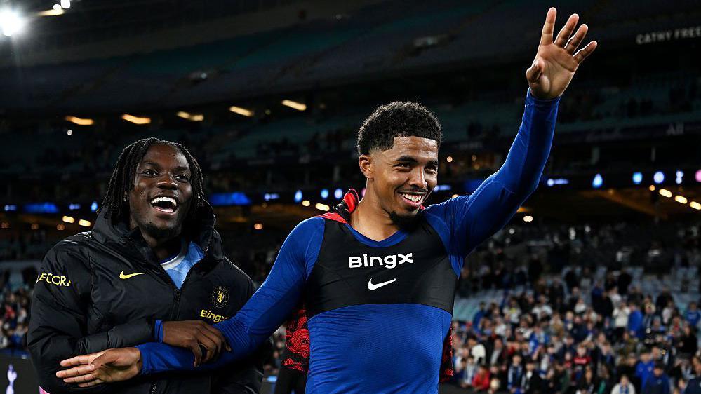 Wesley Fofana waving into the crowd after Chelsea's pre-season match against Western Sydney Wanderers