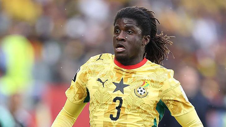 Caleb Yirenkyi playing for Ghana against Panama at the 2026 World Cup