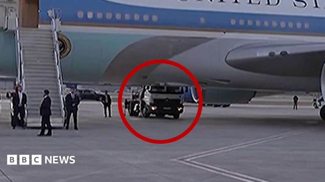 Watch: Was Trump smuggled out of Air Force One in a catering truck? Watch: Was Trump smuggled out of Air Force One in a catering truck?