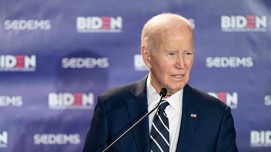 Joe Biden speaks in February