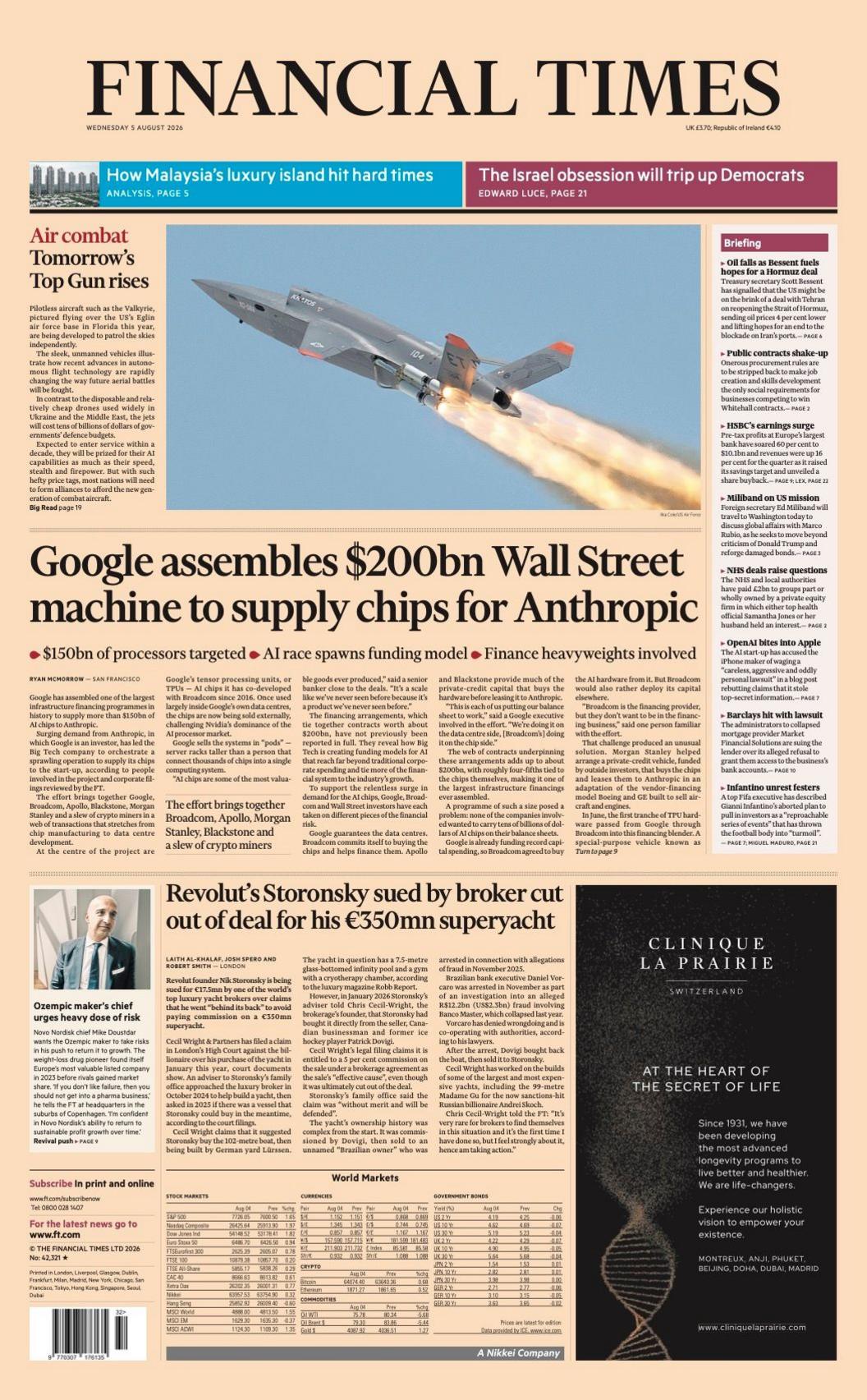 "Google assembles $200bn Wall Street machine to supply chips for Anthropic" reads the headline on the front page of the Financial Times.