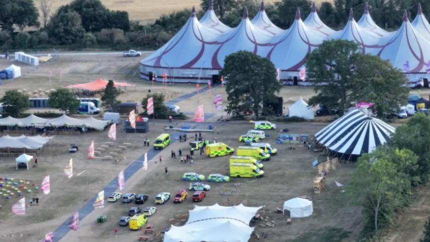Aerial shot of festival