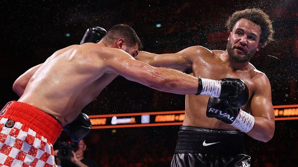 Filip Hrgovic and Moses Itauma throw punches at each other