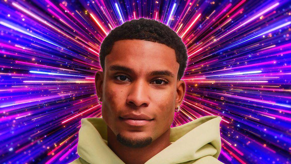 Cach Mercer in a cream hoodie