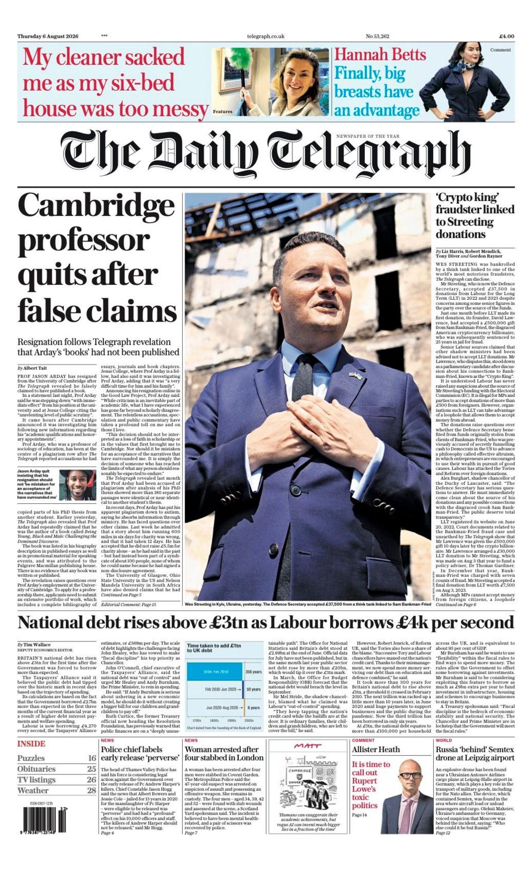 "Cambridge professor quits after false claims" reads the headline