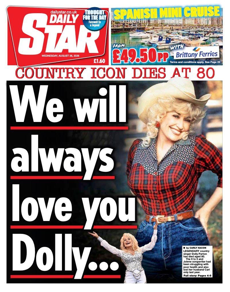 The Papers: ‘We will always love you, Dolly’ The Papers: ‘We will always love you, Dolly’