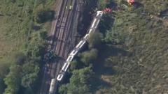 Aerial footage shows derailed train Aerial footage shows derailed train