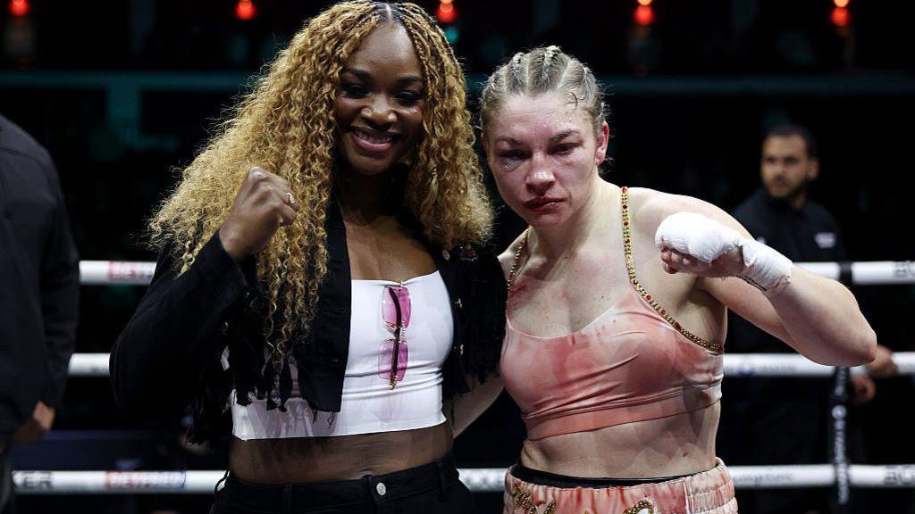 Claressa Shields and Lauren Price pose in Sheffield