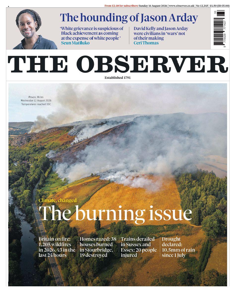 "The burning issue: Climate changed," reads the headline on the front page of the Observer.