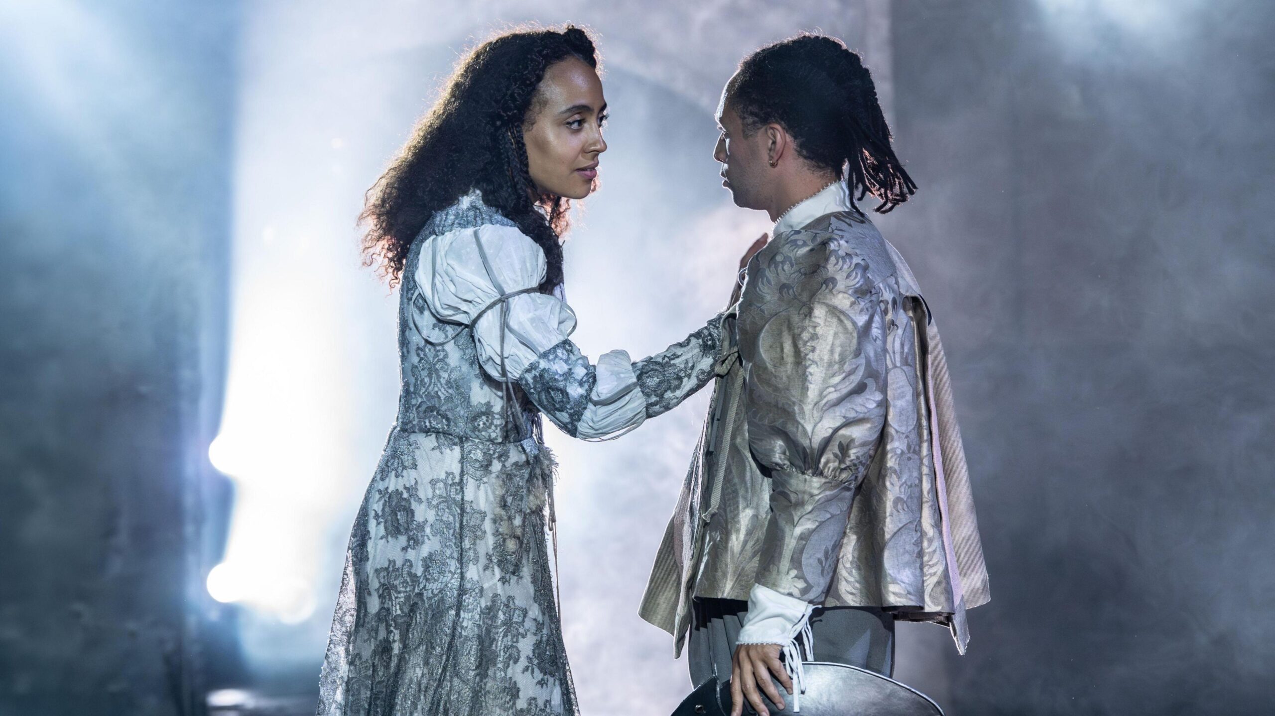 Michael Abubakar and Harmony Rose-Bremner in a scene from Game of Thrones: The Mad King