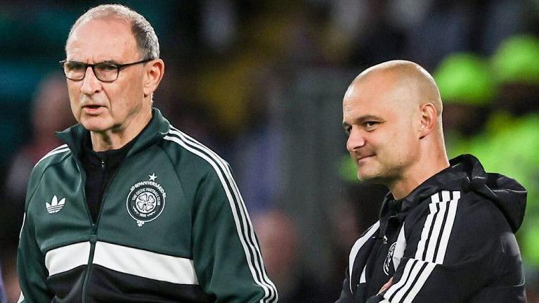 Celtic's Martin O'Neill and Shaun Maloney