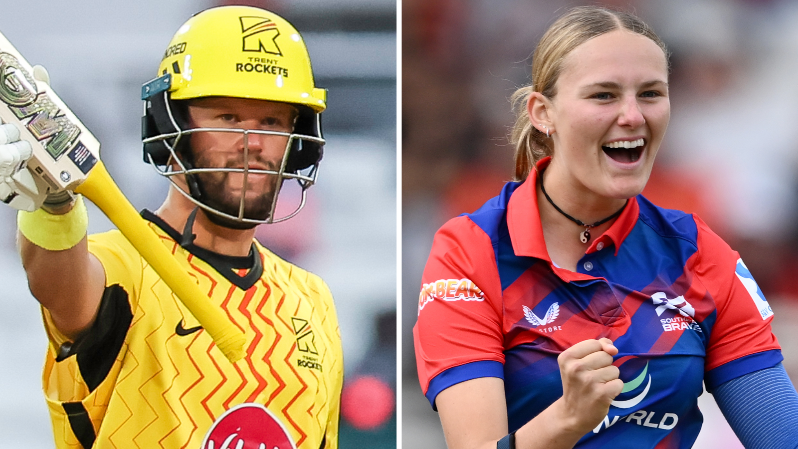 Split image of Ben Duckett of Trent Rockets and Tilly Corteen-Coleman of Southern Brave