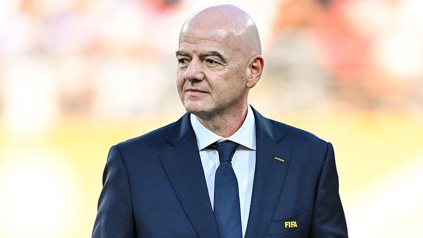Fifa president Gianni Infantino looks on after the World Cup final between Spain and Argentina at New York New Jersey Stadium
