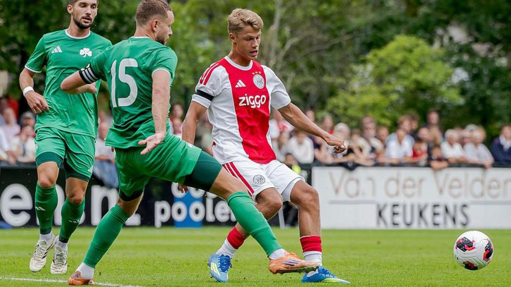 Sean Steur pictured playing in a pre-season game for Ajax against Greek side Panathinaikos this summer, before he joined Newcastle