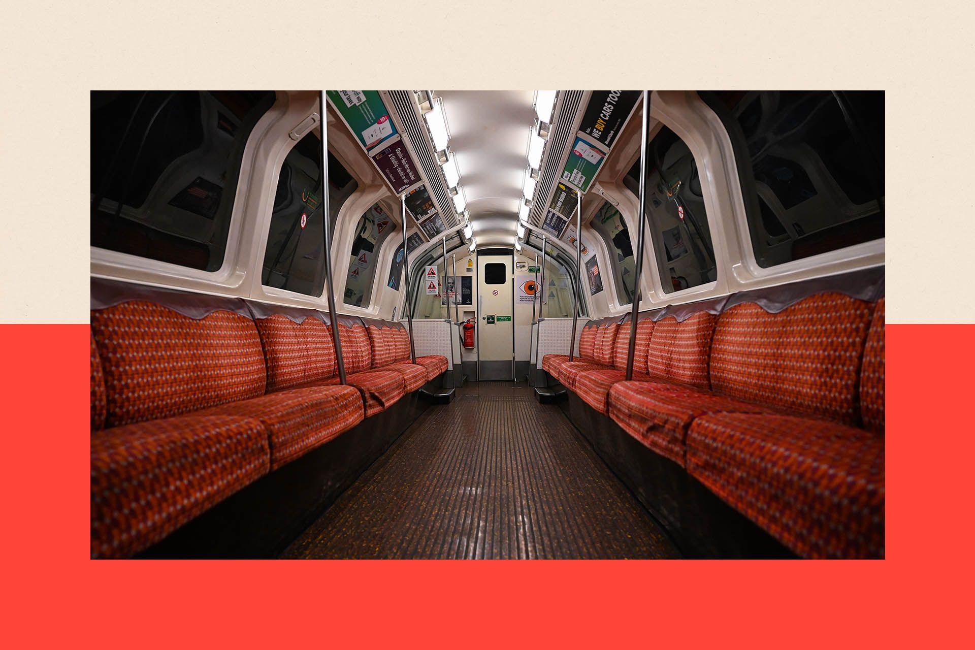 An empty carriage on the Glasgow metro