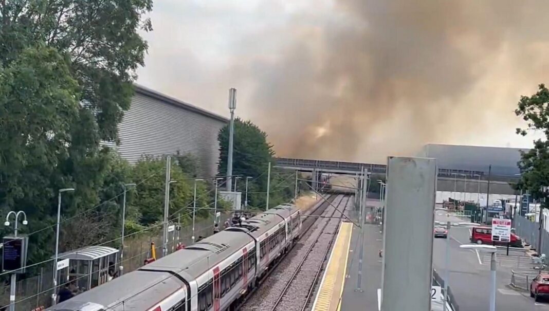 Multiple trackside fires halt trains between London and Stansted Airport Multiple trackside fires halt trains between London and Stansted Airport