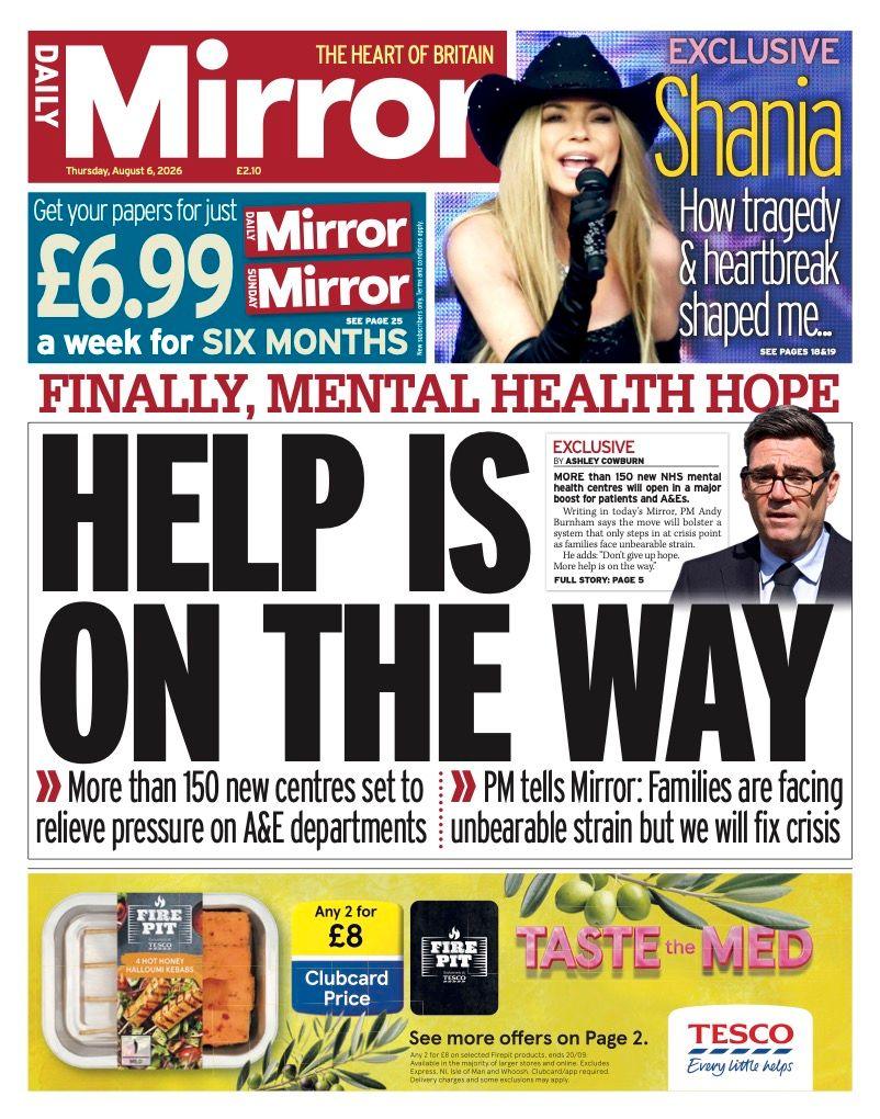 "Help is on the way" reads the headline on the front page of the Daily Mirror.