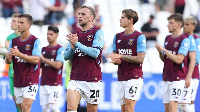 West Ham players applaud supporters