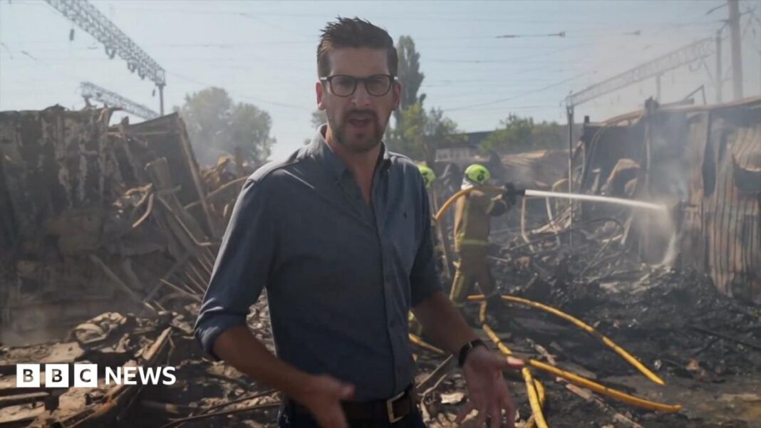 Watch: BBC visits smouldering market in Ukraine after strikes Watch: BBC visits smouldering market in Ukraine after strikes