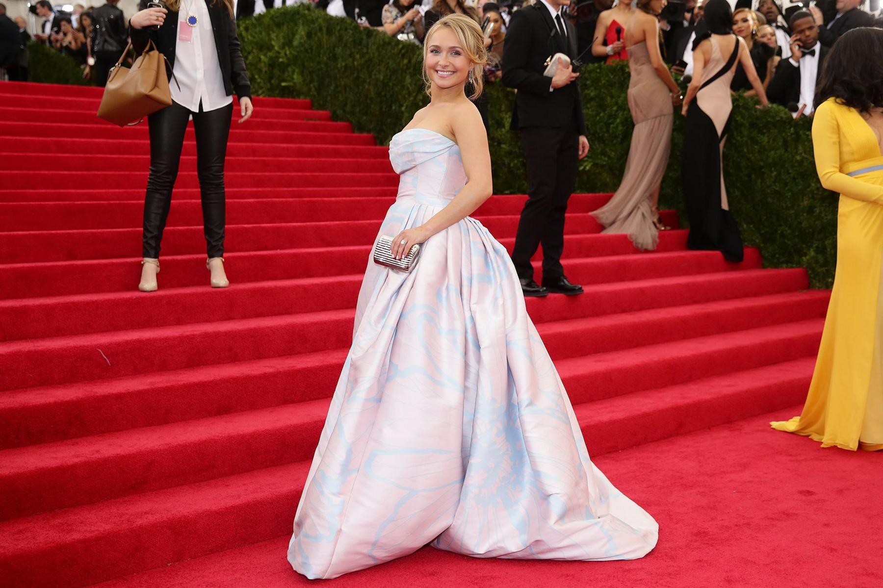Hayden Panettiere wearing a long pale pink ball gown attends the "Charles James: Beyond Fashion" Costume Institute Gala at the Metropolitan Museum of Art on May 5, 2014 in New York City