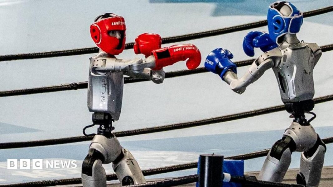 Robot boxing, football and sprinting at World Humanoid Games Robot boxing, football and sprinting at World Humanoid Games