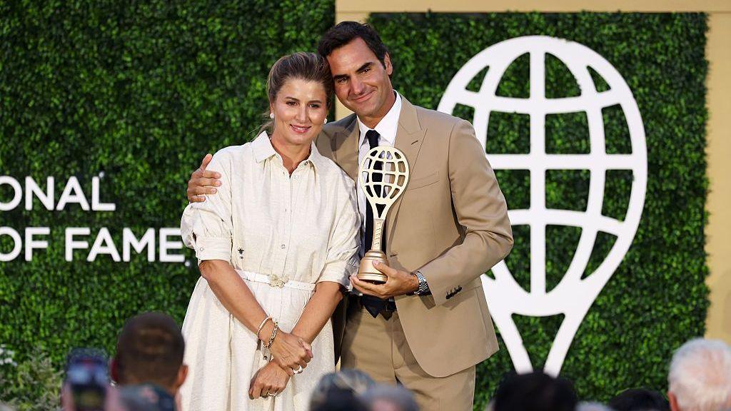 Roger Federer and his wife Mirka at the International Tennis Hall of Fame