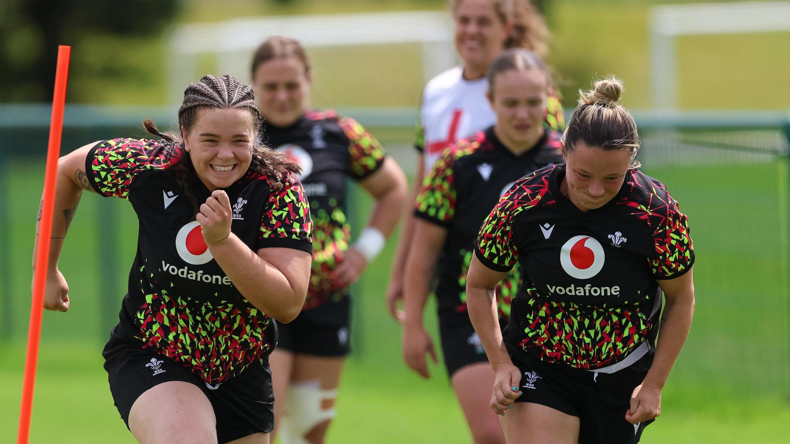 Maise Davies and Alisha Joyce in Wales training