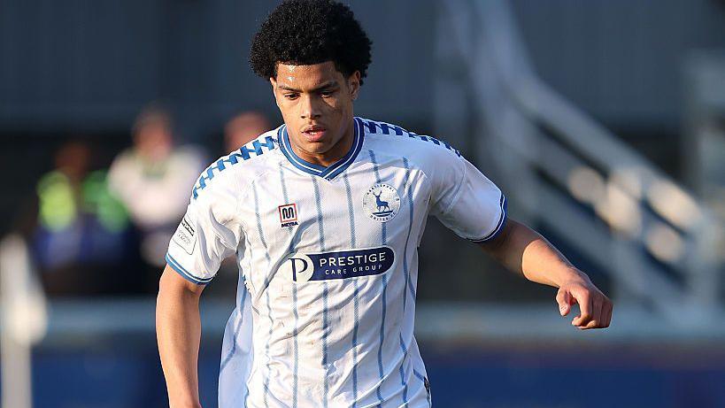 Calvin Okike playing for Hartlepool