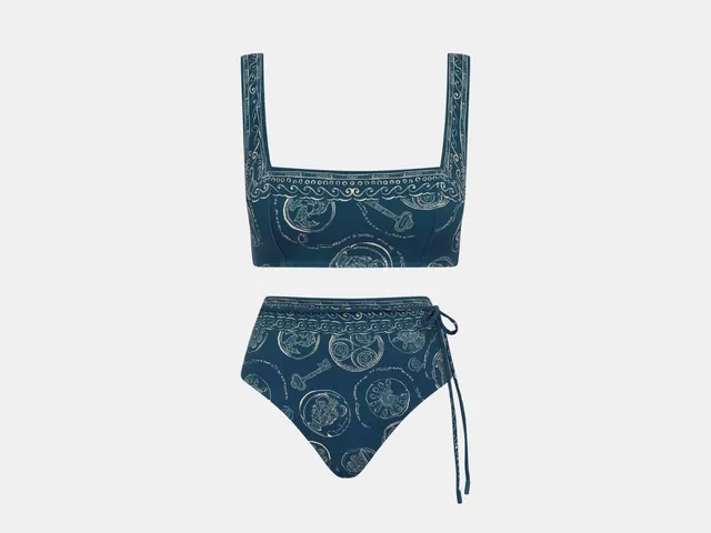 Image may contain: Accessories, Bag, Handbag, Smoke Pipe, Clothing, Swimwear, and Pattern