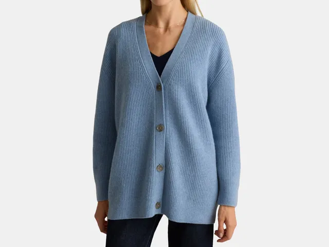 model wearing cardigan