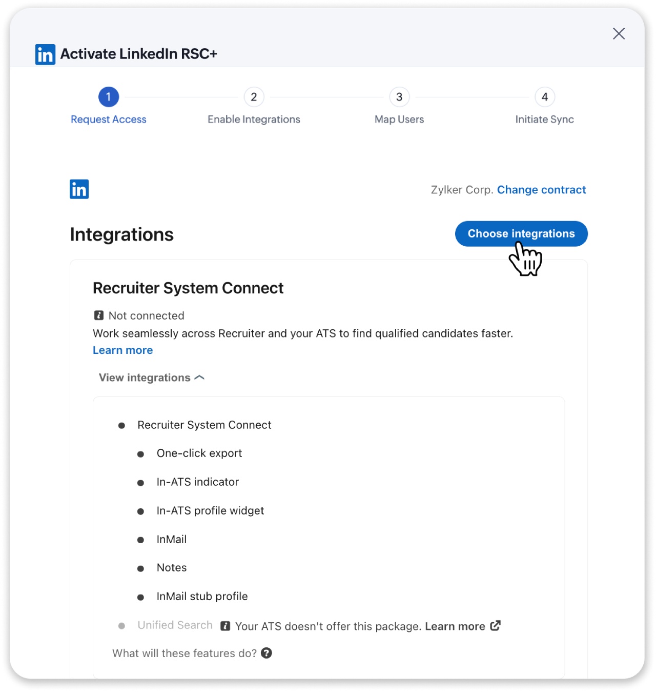 Figure 4: Choose the LinkedIn integration package during activation.