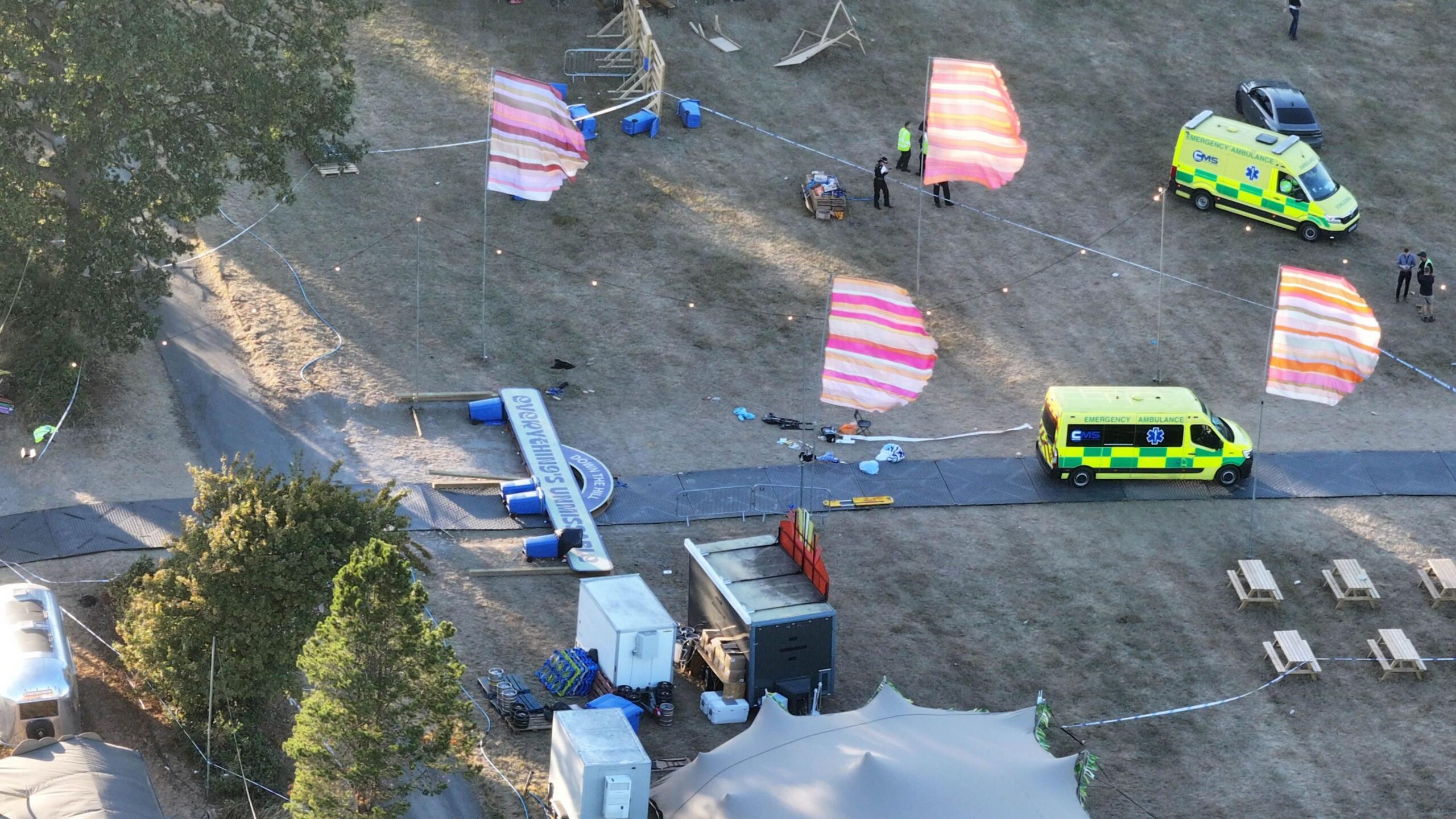 An ariel view of a festival.