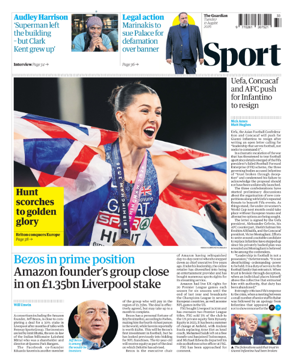 The back page of the Guardian