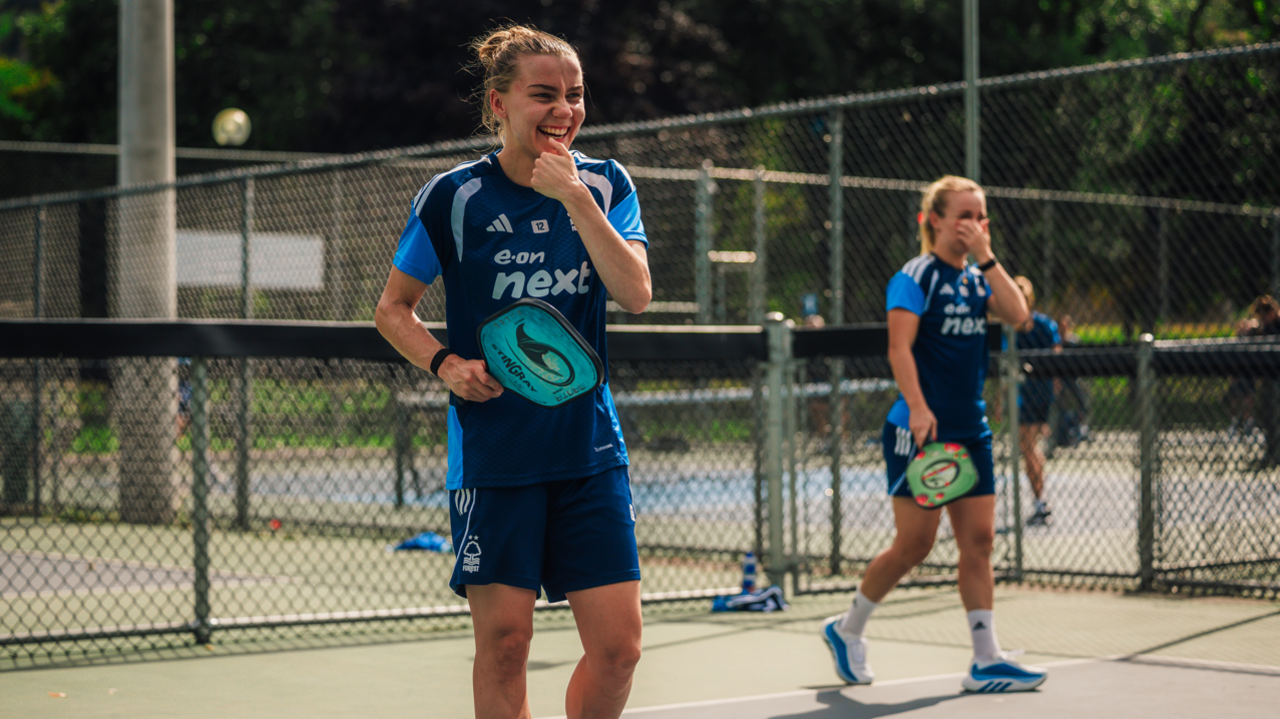 Nottingham Forest players playing padel ball during pre-season