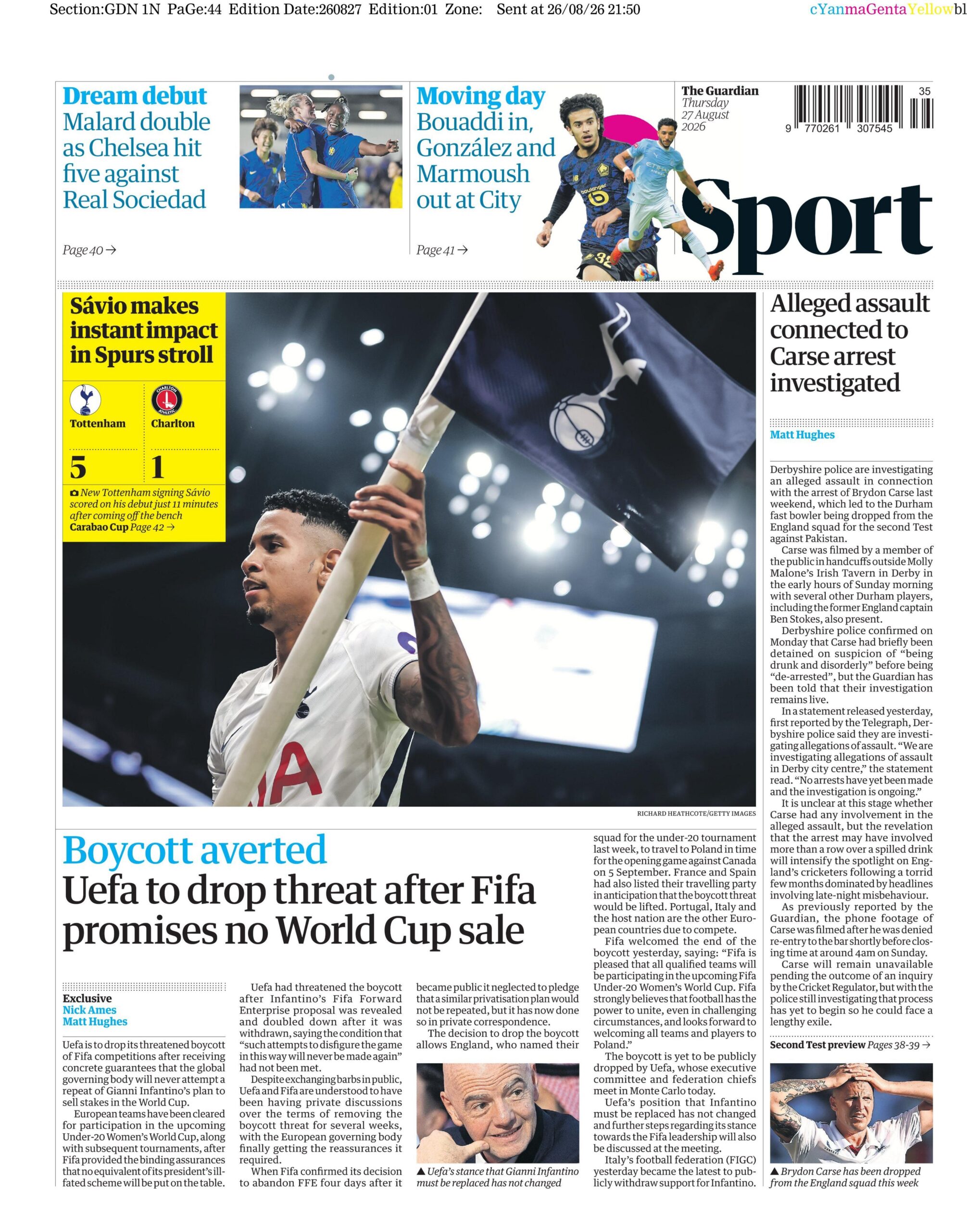 Guardian sports section