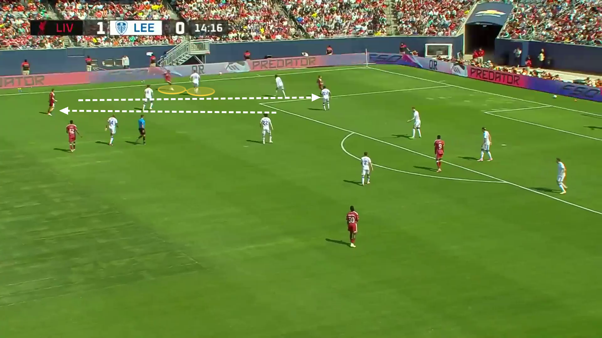 Image showing Liverpool's attacking patterns vs Leeds in pre-season.