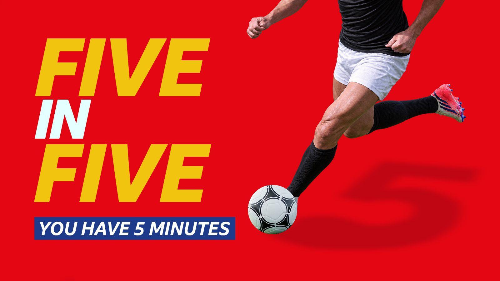 A generic picture of an unknown footballer beside the words: "Five in Five you have five minutes"