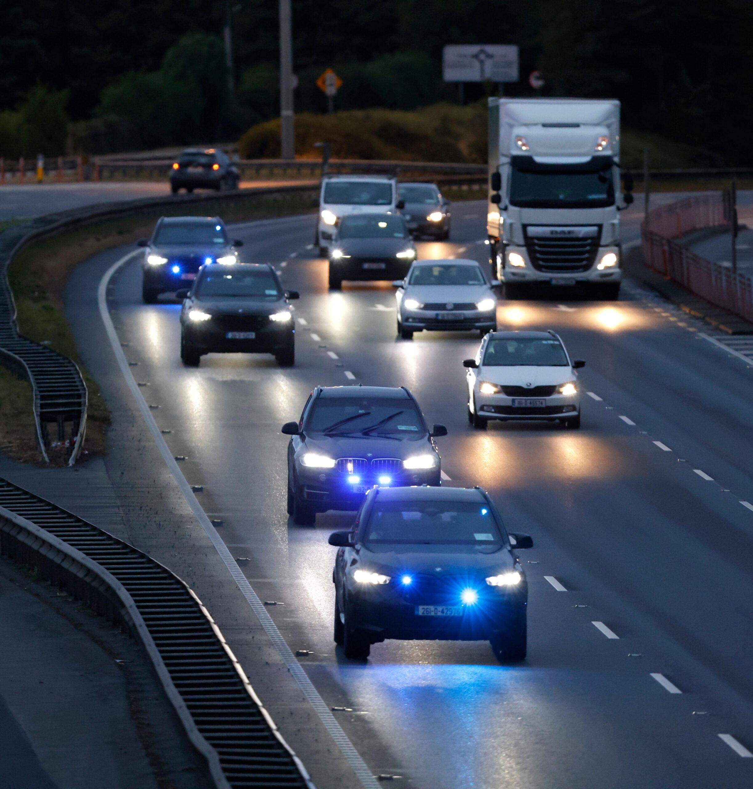 Numerous police cars on motorway