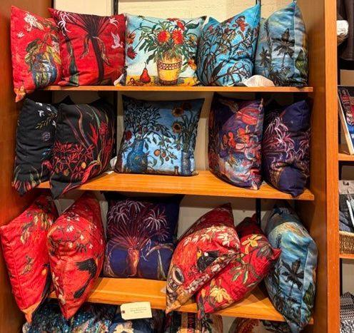 Pillows on a shelf