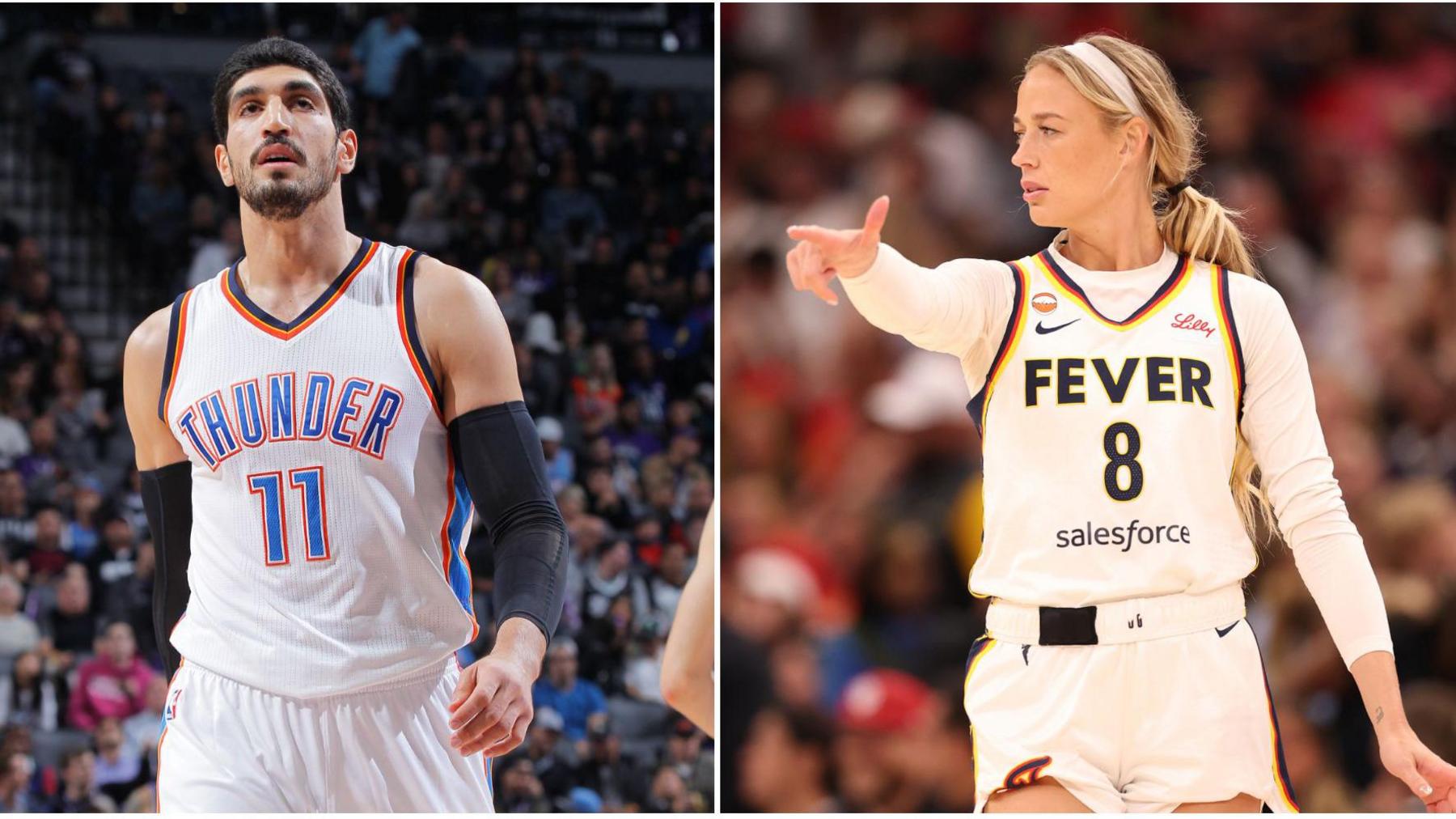 A picture of Enes Kanter Freedom and Sophie Cunningham