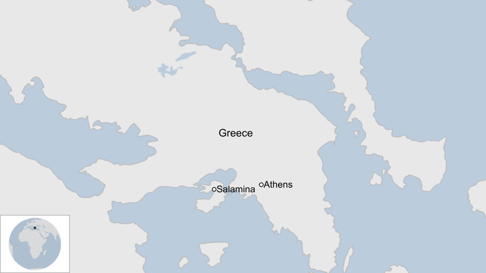 A graphic map of Greece with Athens and Salamina highlighted.