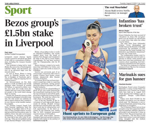 The sport section from the Times