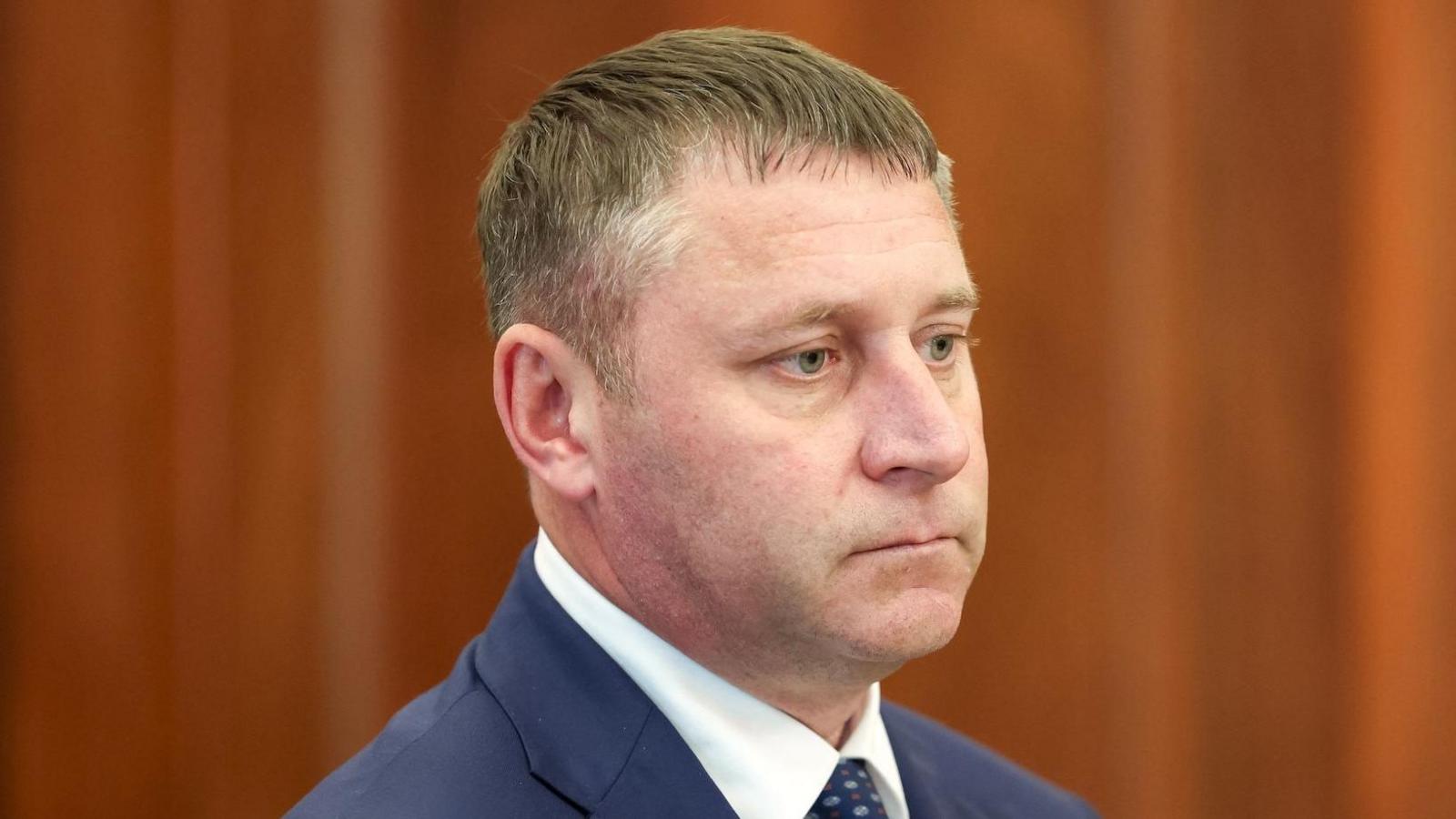 Belgorod's acting governor Alexander Shuvaev in a suit and tie earlier this month