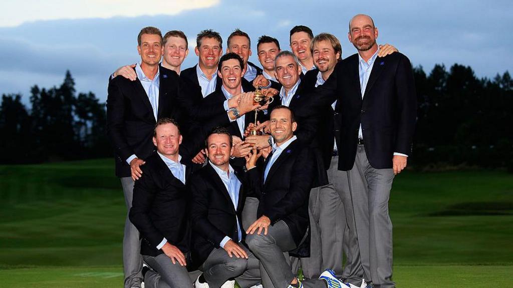 Team Europe celebrate winning the Ryder Cup
