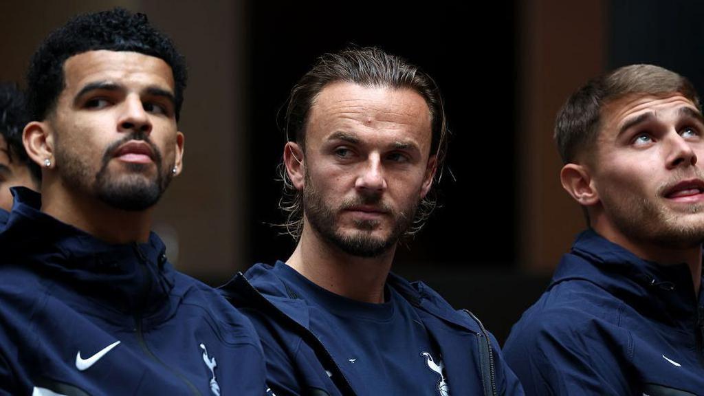 James Maddison of Tottenham Hotspur (C) during a powhiri ( traditional Maori welcome ceremony) at the Park Hyatt Hotel ahead of the pre-season friendly match between Auckland FC and Tottenham Hotspur on July 25
