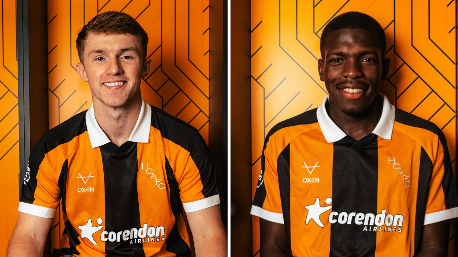 Composite image of Joe Gelhardt and Lucas Gourna-Douath signing for Hull