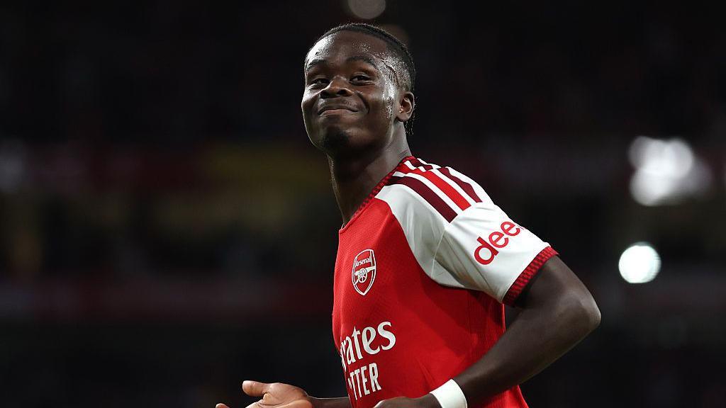 Bukayo Saka in action for Arsenal