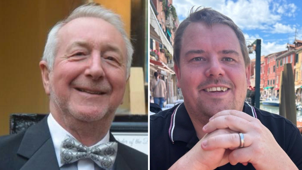 A composite image of two men, both smiling into the camera