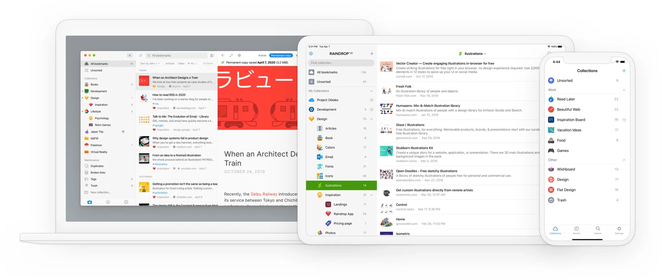 Bookmark management app Raindrop.io